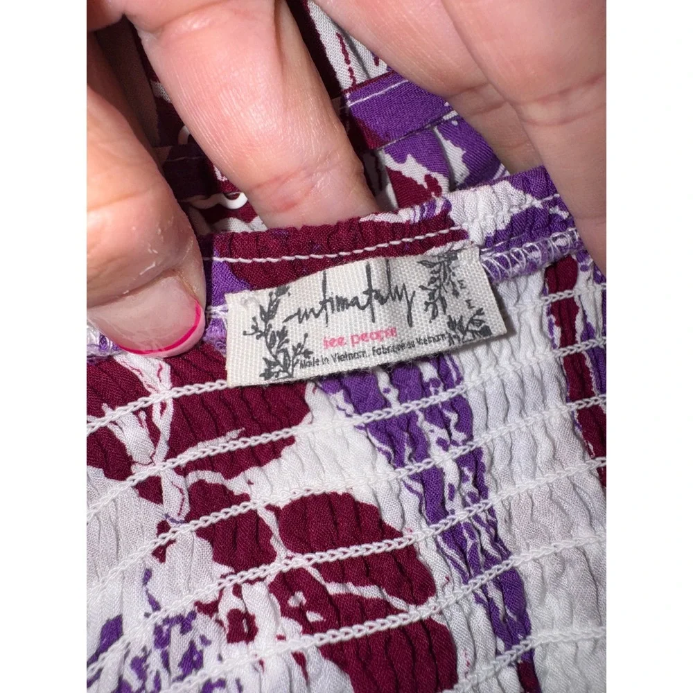 Free People Intimately Maxi Dress Women Medium Purple Floral Smocked T-Back M